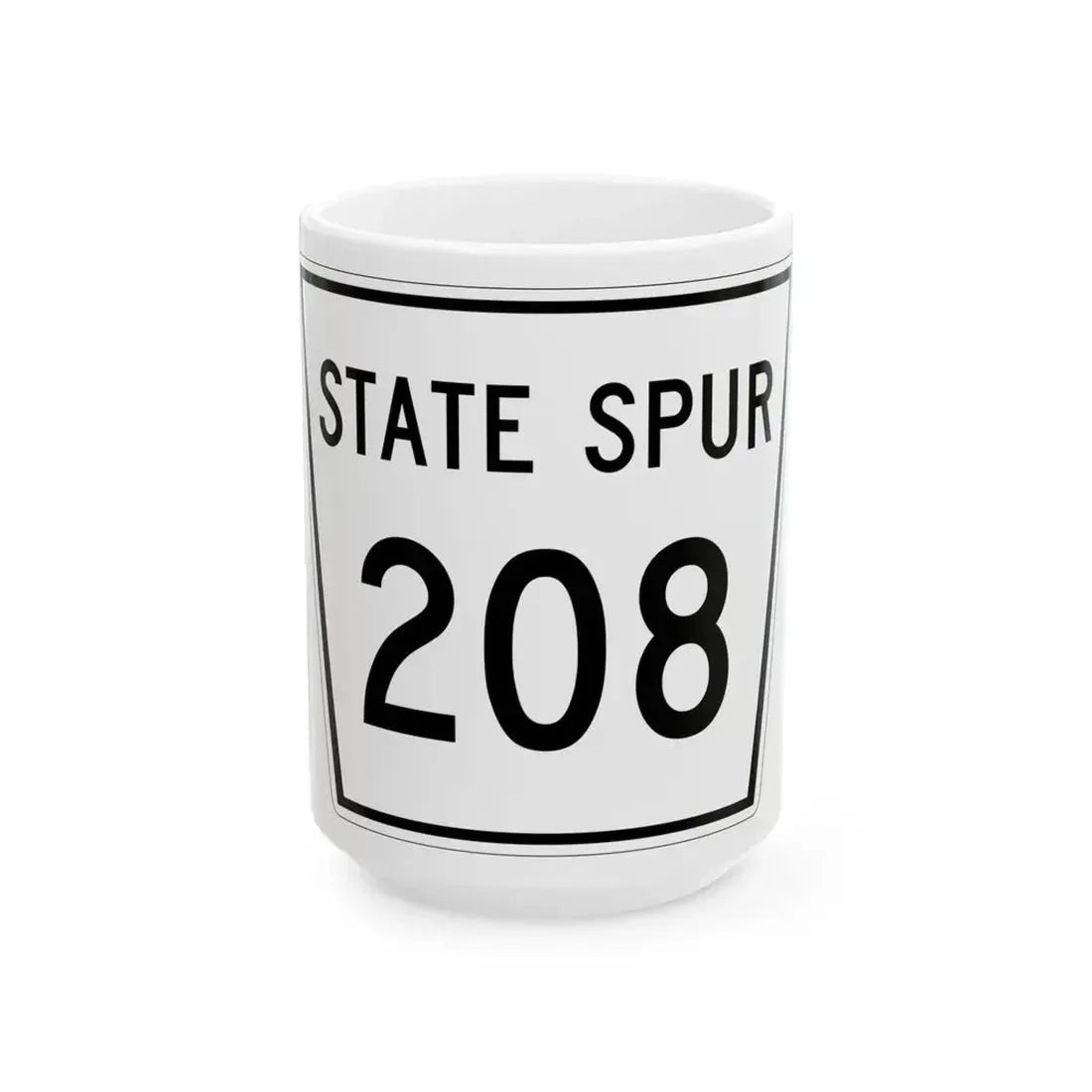 Nebraska State Spur 208 (Nebraska) (Road Sign) White Coffee Mug 15oz - Go Mug Yourself