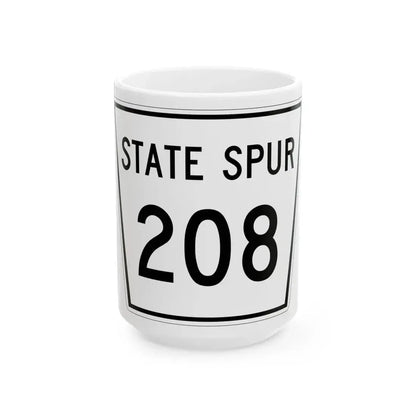 Nebraska State Spur 208 (Nebraska) (Road Sign) White Coffee Mug 15oz - Go Mug Yourself