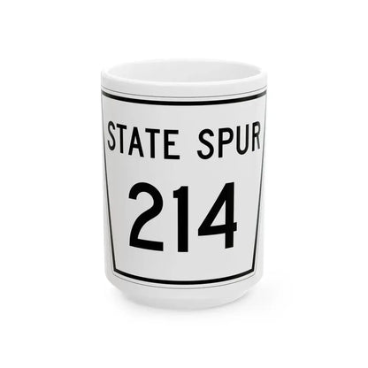 Nebraska State Spur 214 (Nebraska) (Road Sign) White Coffee Mug 15oz - Go Mug Yourself