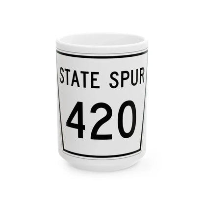 Nebraska State Spur 420 (Nebraska) (Road Sign) White Coffee Mug 15oz - Go Mug Yourself