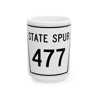 Nebraska State Spur 477 (Nebraska) (Road Sign) White Coffee Mug 15oz - Go Mug Yourself