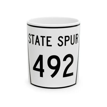 Nebraska State Spur 492 (Nebraska) (Road Sign) White Coffee Mug 11oz - Go Mug Yourself
