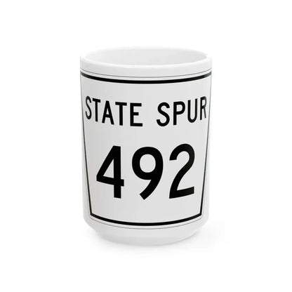 Nebraska State Spur 492 (Nebraska) (Road Sign) White Coffee Mug 15oz - Go Mug Yourself