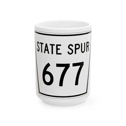 Nebraska State Spur 677 (Nebraska) (Road Sign) White Coffee Mug 15oz - Go Mug Yourself