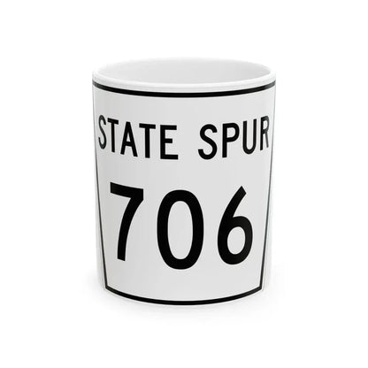 Nebraska State Spur 706 (Nebraska) (Road Sign) White Coffee Mug 11oz - Go Mug Yourself