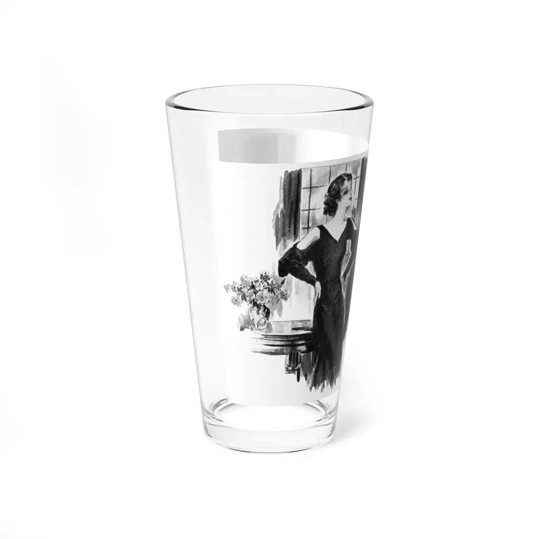 Nedra Closes The Door by Jane Levington (1) Comfort, Holland's Magazine, 1934 (Magazine Illustration) Pint Glass 16oz - Go Mug Yourself