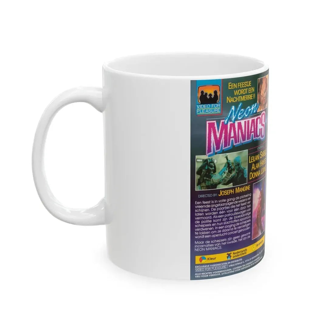 NEON MANIACS VIDEO FOR PLEASURE (VHS COVER) - White Coffee Mug - Go Mug Yourself