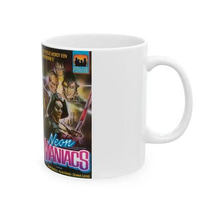 NEON MANIACS VIDEO FOR PLEASURE (VHS COVER) - White Coffee Mug - Go Mug Yourself