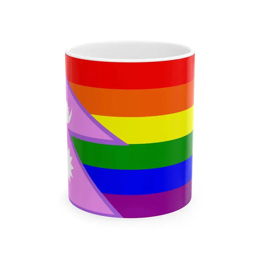 Nepal Bisexual Rainbow Flag (Nepal) White Coffee Mug 11oz - Go Mug Yourself