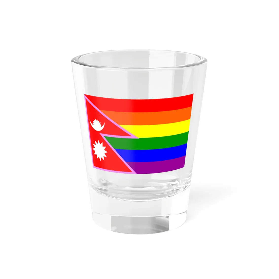 Nepal Gay Pride Rainbow Flag (Nepal) Shot Glass 1.5oz 1.5oz - Go Mug Yourself
