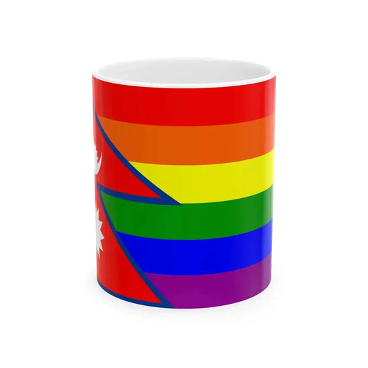 Nepal Rainbow Flag (Nepal) White Coffee Mug 11oz - Go Mug Yourself