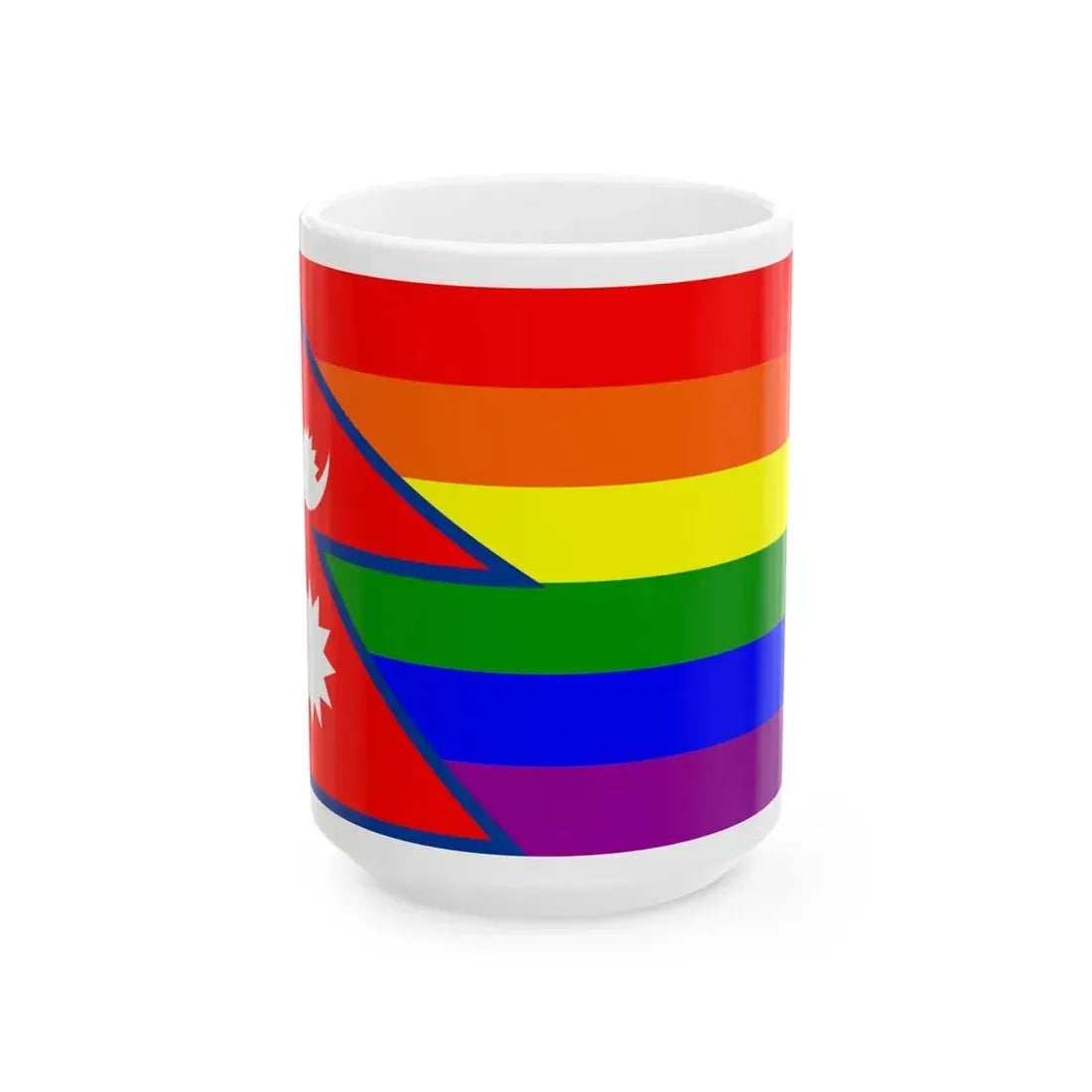 Nepal Rainbow Flag (Nepal) White Coffee Mug 15oz - Go Mug Yourself