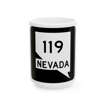 Nevada 119 (Nevada) (Road Sign) White Coffee Mug 15oz - Go Mug Yourself