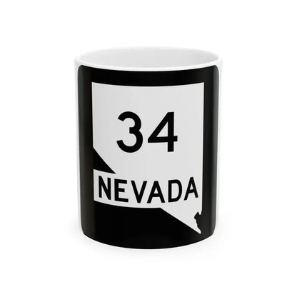 Nevada 34 (Nevada) (Road Sign) White Coffee Mug 11oz - Go Mug Yourself