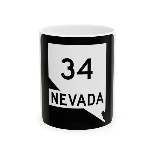 Nevada 34 (Nevada) (Road Sign) White Coffee Mug 11oz - Go Mug Yourself