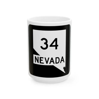 Nevada 34 (Nevada) (Road Sign) White Coffee Mug 15oz - Go Mug Yourself