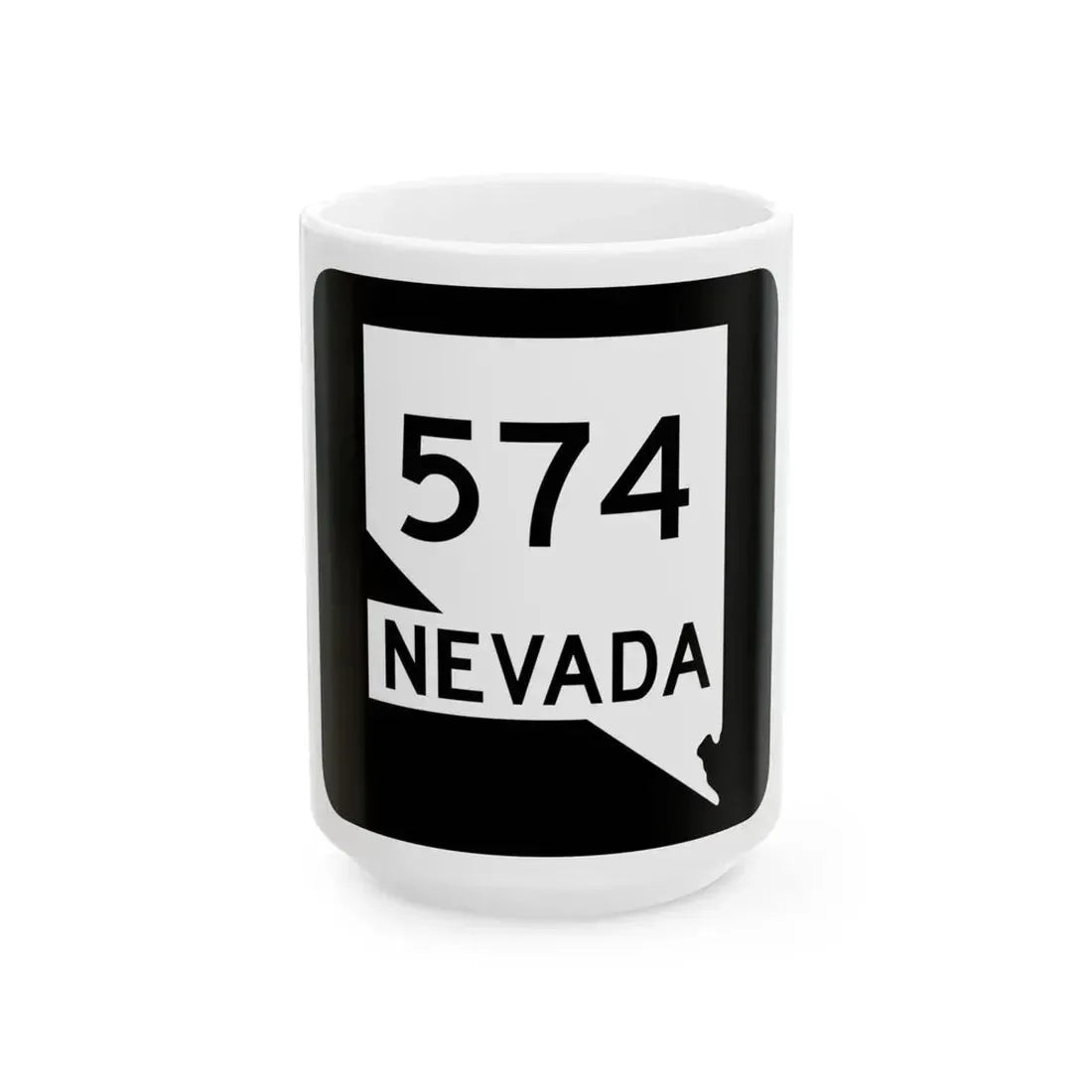 Nevada 574 (Nevada) (Road Sign) White Coffee Mug 15oz - Go Mug Yourself