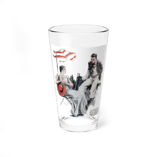 Never Talk to Strangers (1), Redbook, December 1932 (Magazine Illustration) Pint Glass 16oz 16oz - Go Mug Yourself