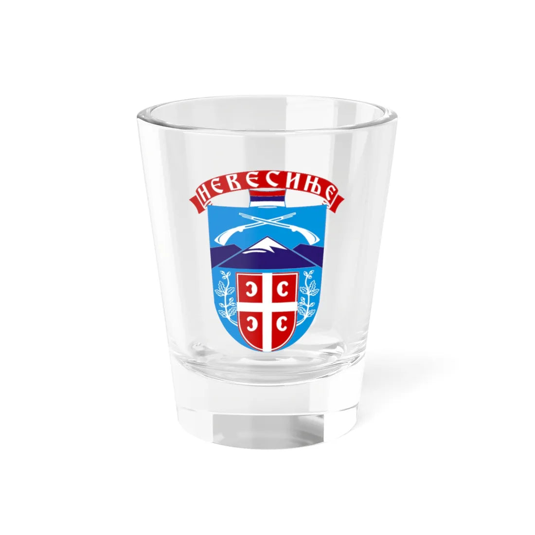 Nevesinje grb (Bosnia and Herzegovina) (Coat of Arms) Shot Glass 1.5oz 1.5oz - Go Mug Yourself