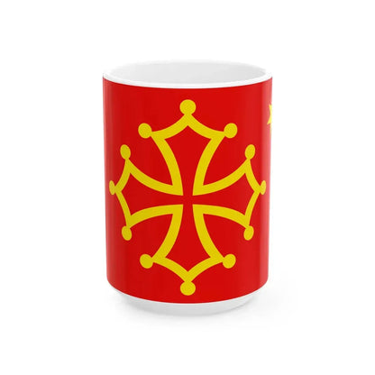 New Flag of Occitania with star (France) White Coffee Mug 15oz - Go Mug Yourself