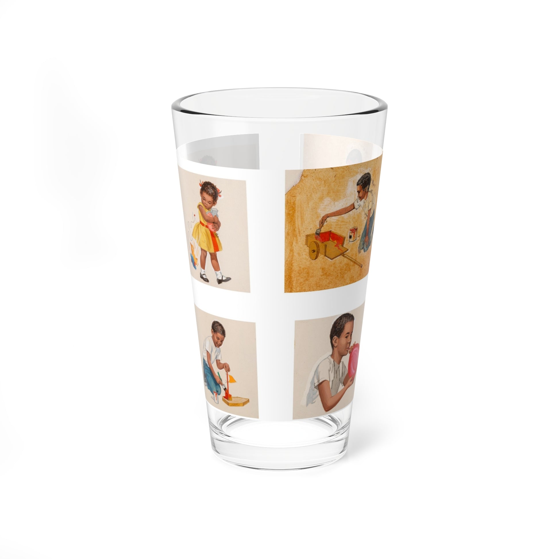 New Friends, Dick and Jane illustration (Magazine Illustration) Pint Glass 16oz-16oz-Go Mug Yourself