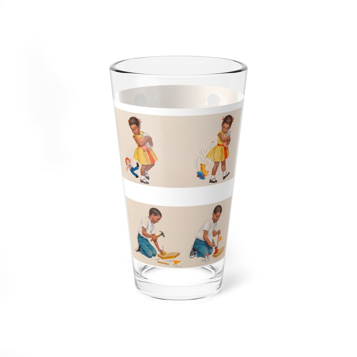 New Friends, Dick and Jane illustration (Magazine Illustration) Pint Glass 16oz-Go Mug Yourself