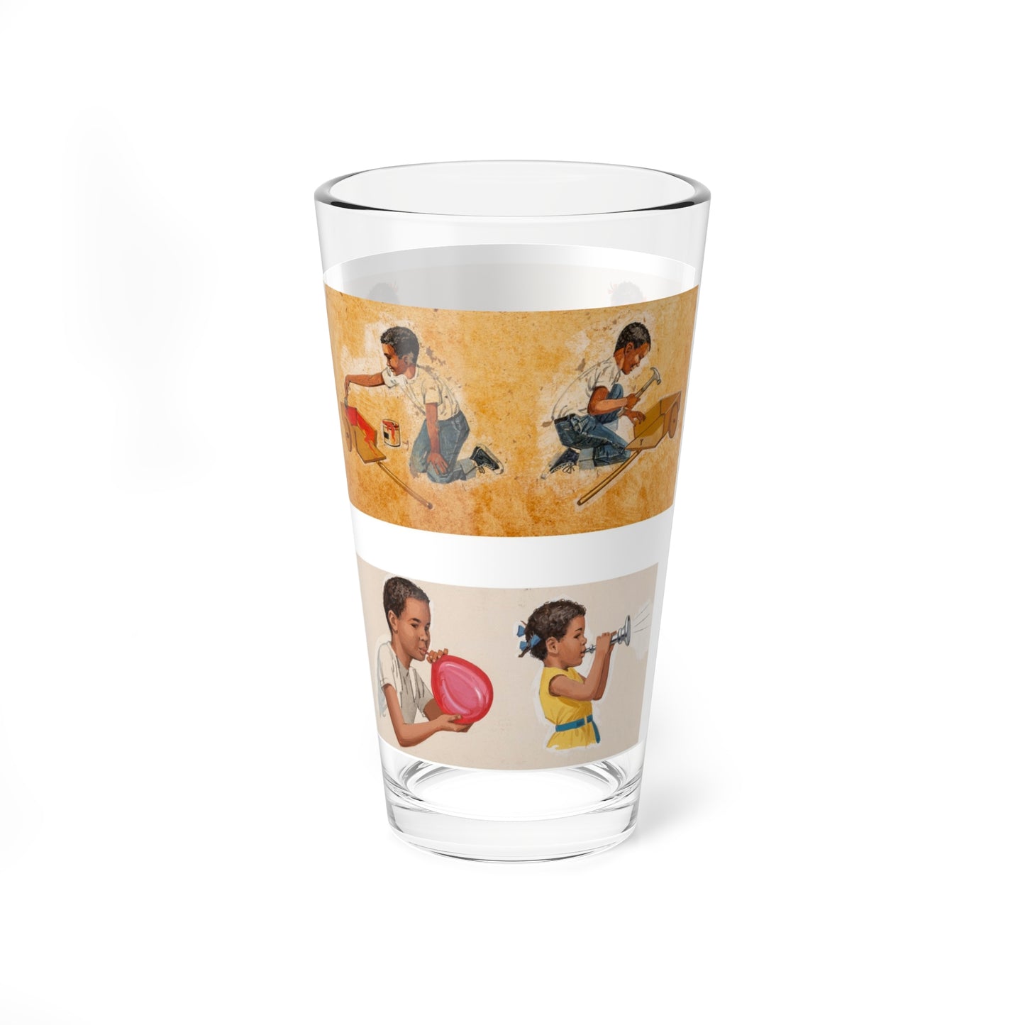 New Friends, Dick and Jane illustration (Magazine Illustration) Pint Glass 16oz-Go Mug Yourself