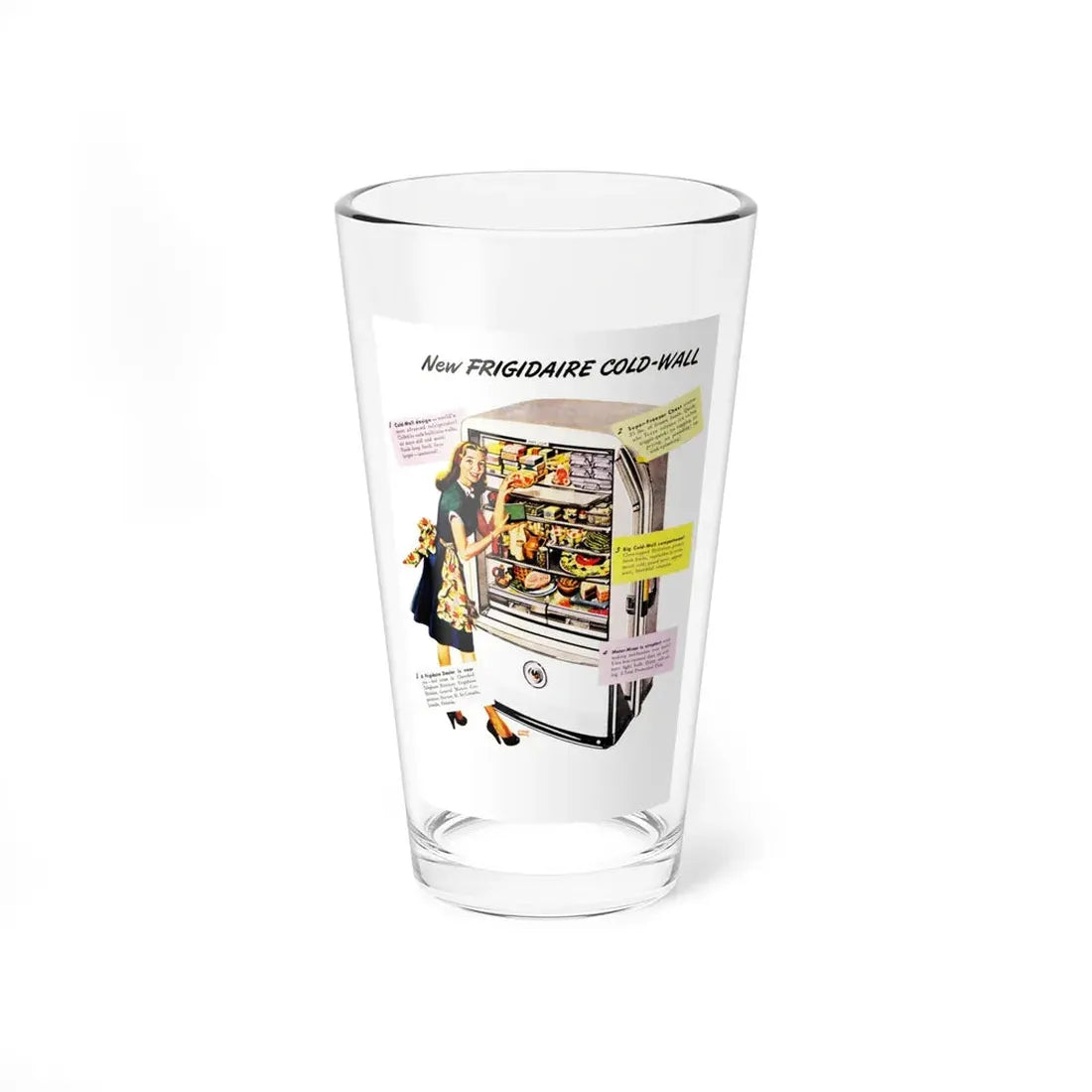 New Frigidaire Cold-Wall advt, Parent's Magazine, July 1947 (Magazine Illustration) Pint Glass 16oz 16oz - Go Mug Yourself