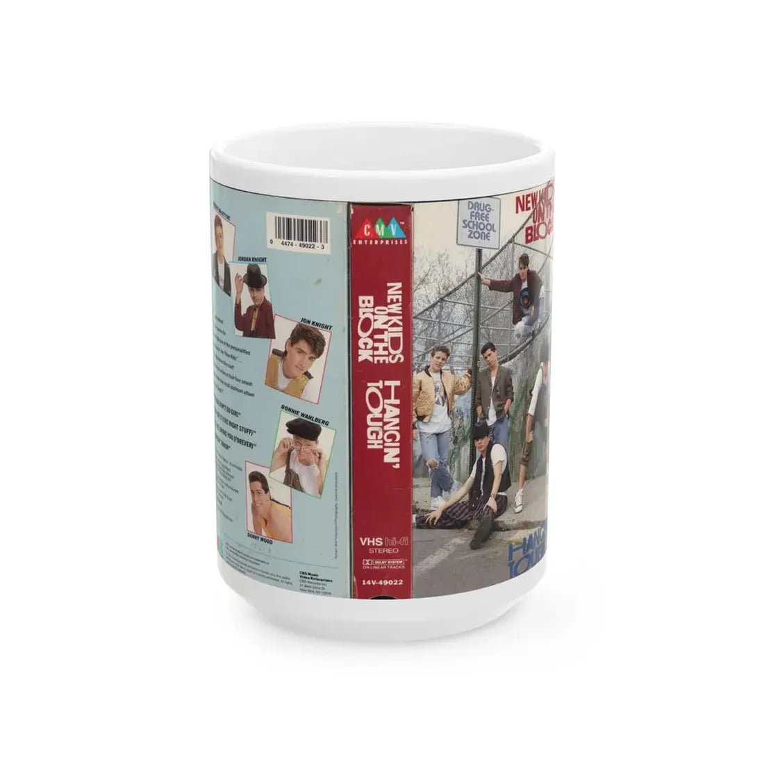 NEW KIDS ON THE BLOCK HANGIN TOUGH (VHS COVER) - White Coffee Mug 15oz - Go Mug Yourself
