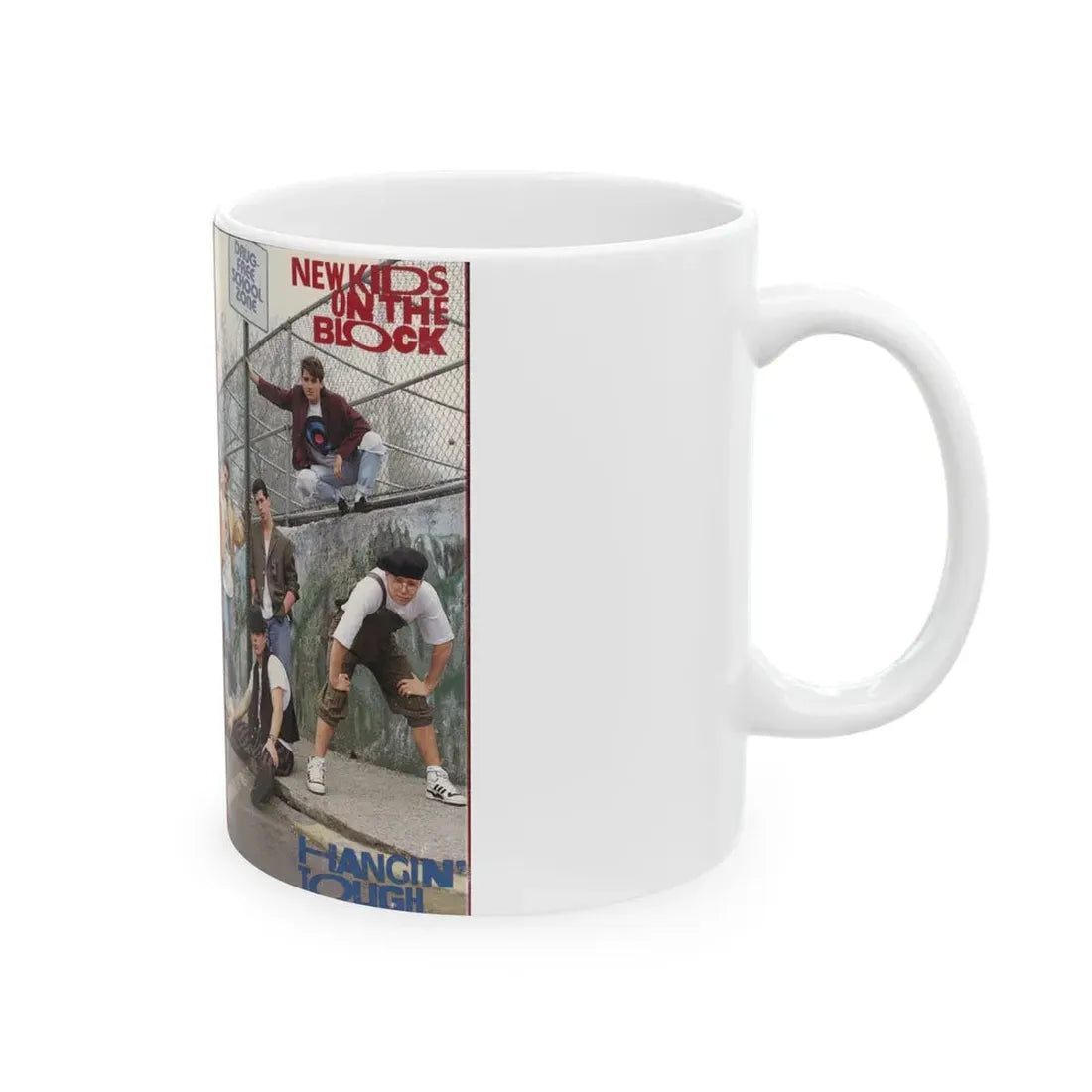 NEW KIDS ON THE BLOCK HANGIN TOUGH (VHS COVER) - White Coffee Mug - Go Mug Yourself