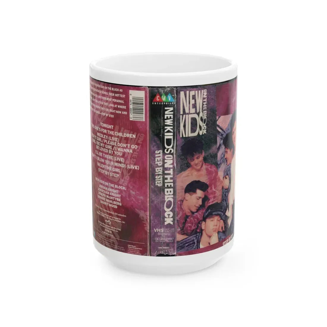 New Kids on The Block Step By Step (VHS COVER) - White Coffee Mug 15oz - Go Mug Yourself