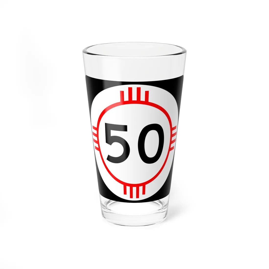 New Mexico 50 (New Mexico) (Road Sign) Pint Glass 16oz 16oz - Go Mug Yourself