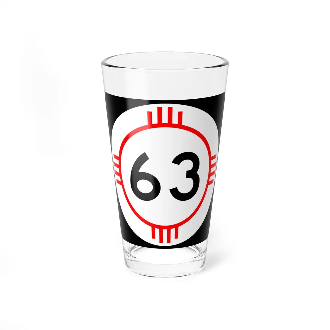 New Mexico 63 (New Mexico) (Road Sign) Pint Glass 16oz - Go Mug Yourself