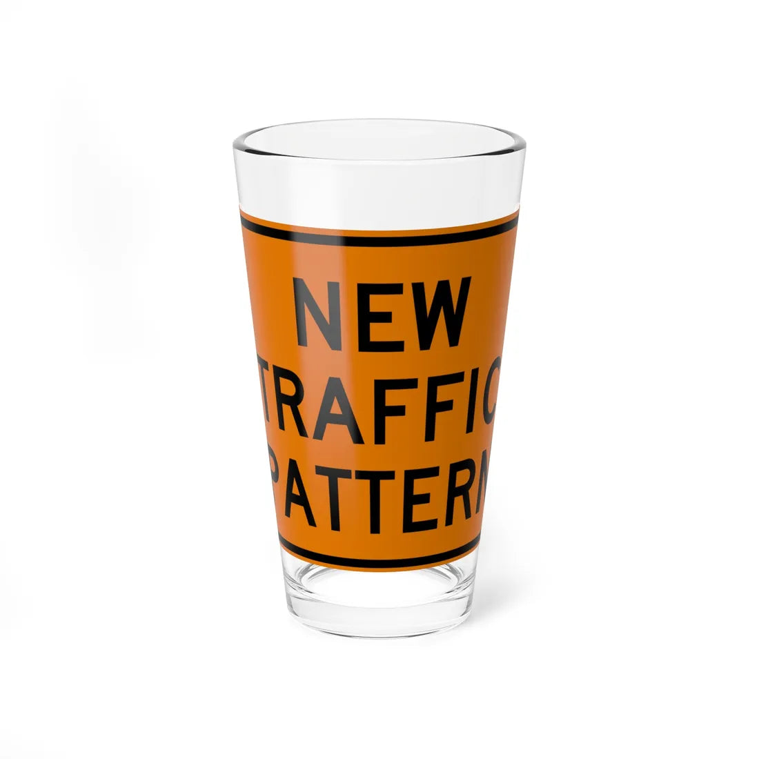 NEW TRAFFIC PATTERN MUTCD-DE TW23-2P-DE (Delaware) (Road Sign) Pint Glass 16oz 16oz - Go Mug Yourself