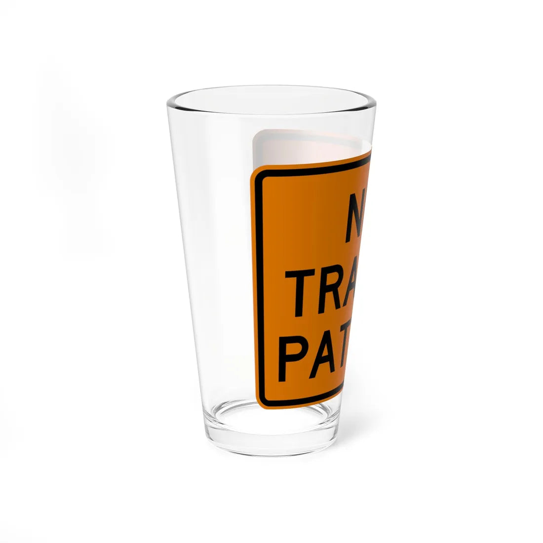 NEW TRAFFIC PATTERN MUTCD-DE TW23-2P-DE (Delaware) (Road Sign) Pint Glass 16oz - Go Mug Yourself