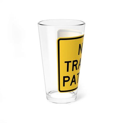 NEW TRAFFIC PATTERN MUTCD-DE W23-2P-DE (Delaware) (Road Sign) Pint Glass 16oz - Go Mug Yourself