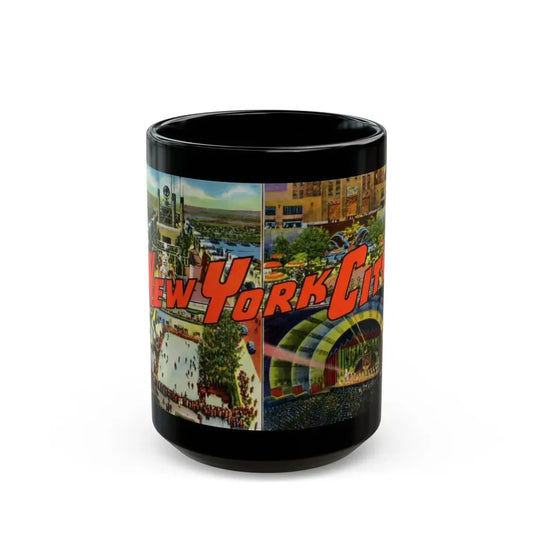New York City (Greeting Postcards) Black Coffee Mug 15oz - Go Mug Yourself