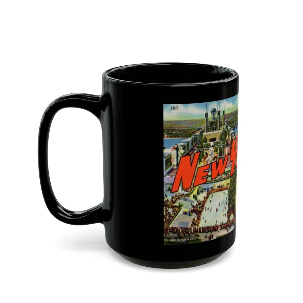 New York City (Greeting Postcards) Black Coffee Mug-Go Mug Yourself