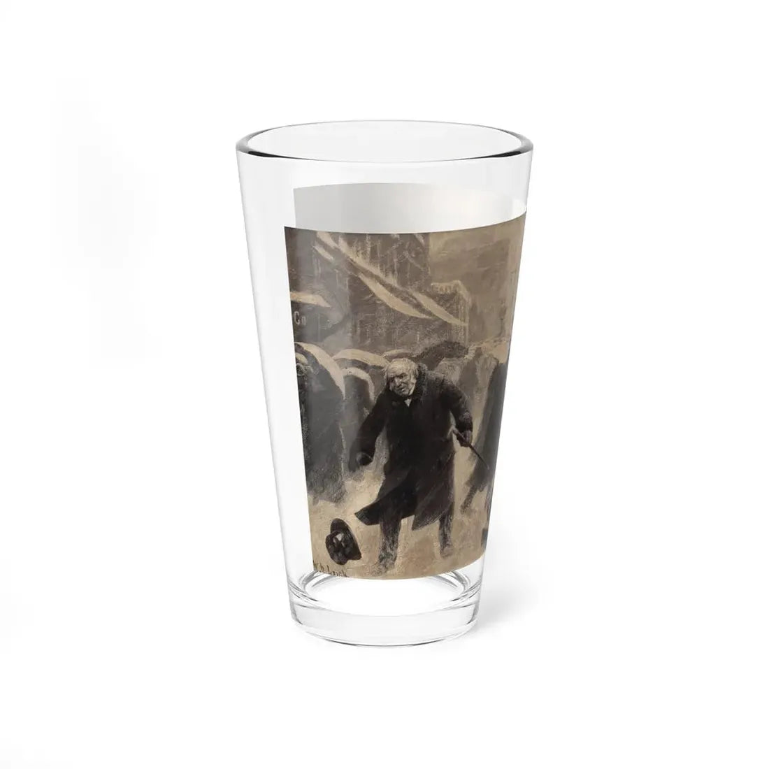 New York Street Scene, Collier's Weekly magazine story illustration, circa 1898 (Magazine Illustration) Pint Glass 16oz - Go Mug Yourself