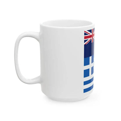 New Zealand and Greek flags vertical (Greece) White Coffee Mug - Go Mug Yourself