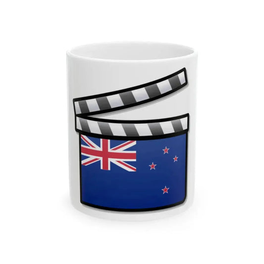 New Zealand film clapperboard (New Zealand) White Coffee Mug 11oz - Go Mug Yourself