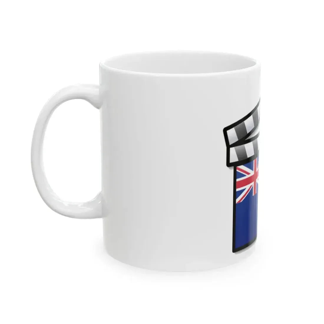 New Zealand film clapperboard (New Zealand) White Coffee Mug - Go Mug Yourself