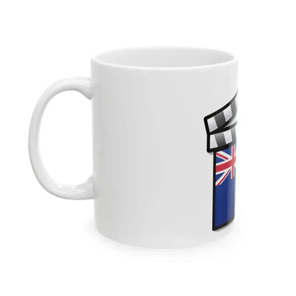New Zealand film clapperboard (New Zealand) White Coffee Mug - Go Mug Yourself