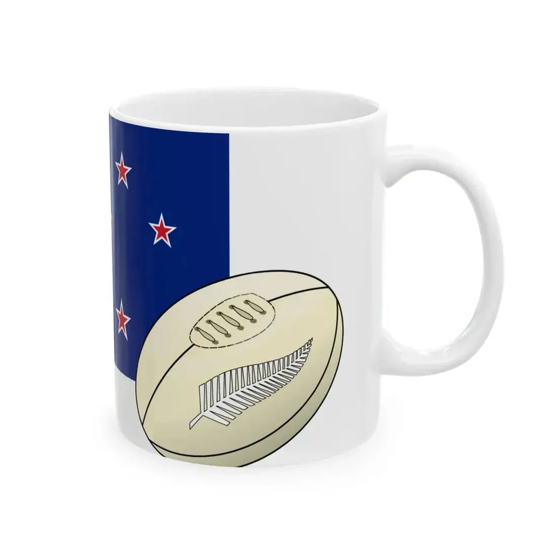 New Zealand flag rugby (New Zealand) White Coffee Mug - Go Mug Yourself