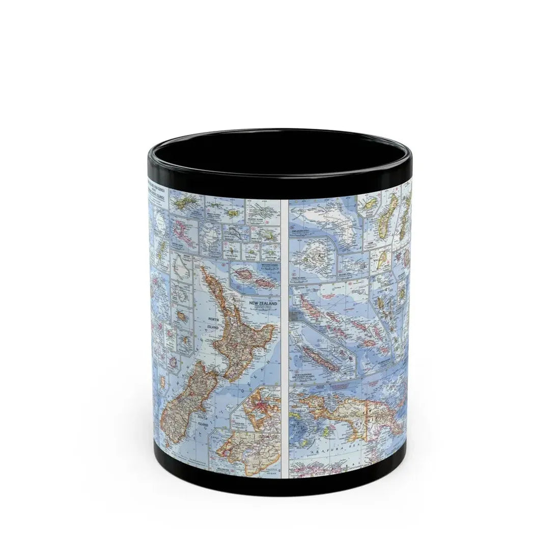 New Zealand, New Guinea (1962) (Map) Black Coffee Mug 11oz - Go Mug Yourself
