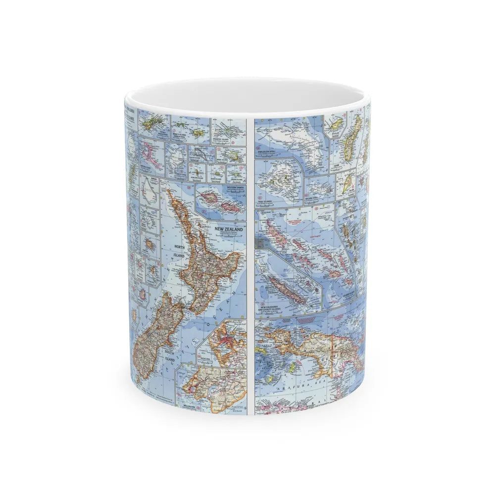 New Zealand, New Guinea (1962) (Map) White Coffee Mug-11oz-Go Mug Yourself