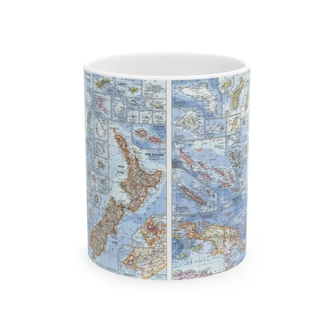 New Zealand, New Guinea (1962) (Map) White Coffee Mug 11oz - Go Mug Yourself
