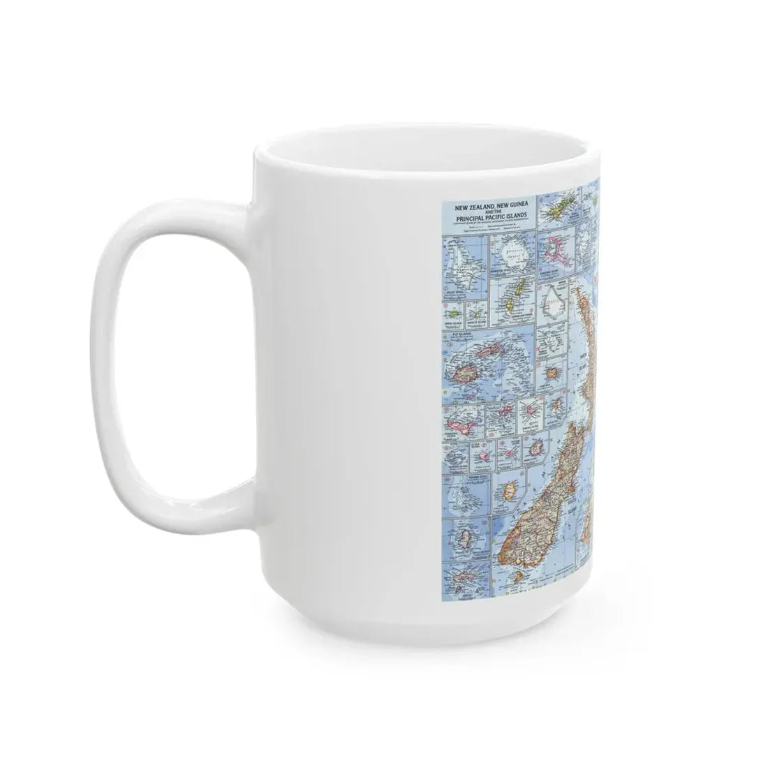 New Zealand, New Guinea (1962) (Map) White Coffee Mug - Go Mug Yourself
