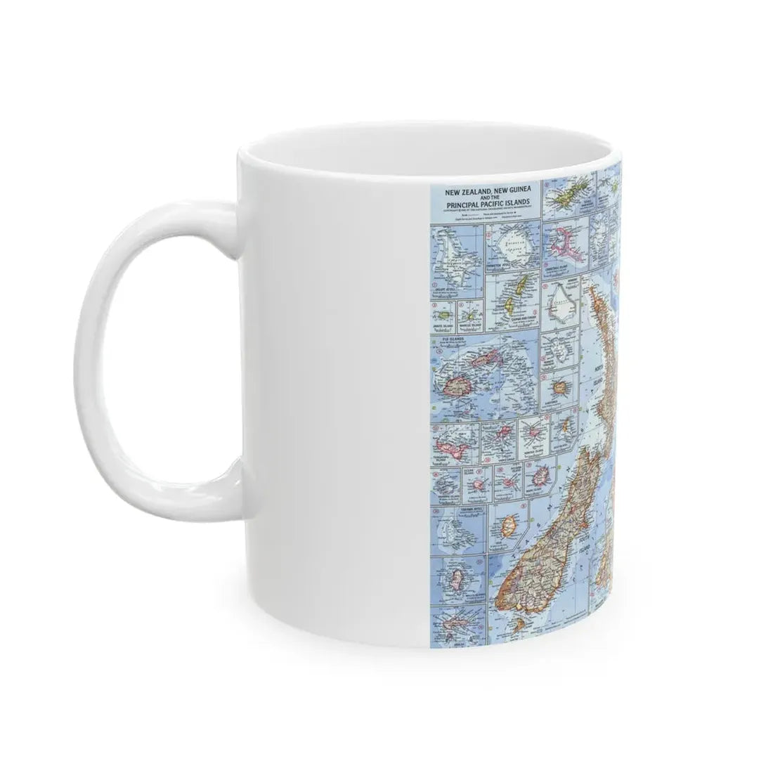 New Zealand, New Guinea (1962) (Map) White Coffee Mug - Go Mug Yourself