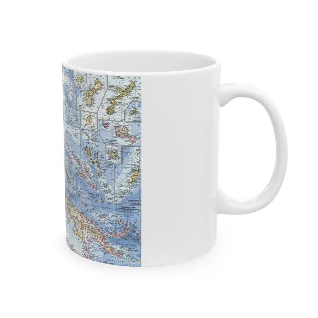 New Zealand, New Guinea (1962) (Map) White Coffee Mug - Go Mug Yourself